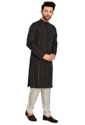 Black jacquard kurta payjama etnic wear / festive wear 4