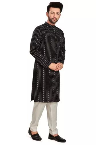Black jacquard kurta payjama etnic wear / festive wear