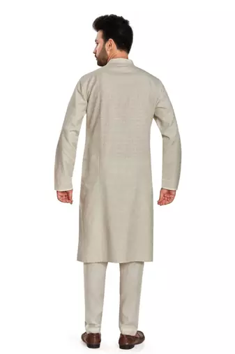 Off white jaquard fabric kurta payjama ethnic wear / festive wear