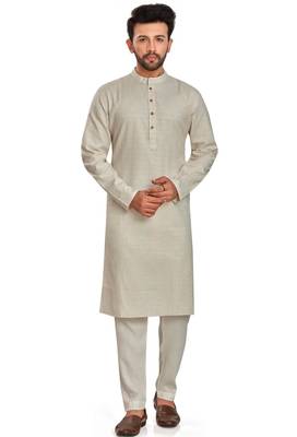 Off white jaquard fabric kurta payjama ethnic wear / festive wear 1