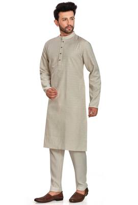 Off white jaquard fabric kurta payjama ethnic wear / festive wear 3