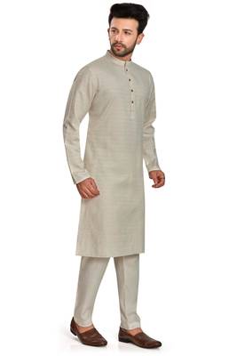 Off white jaquard fabric kurta payjama ethnic wear / festive wear 4