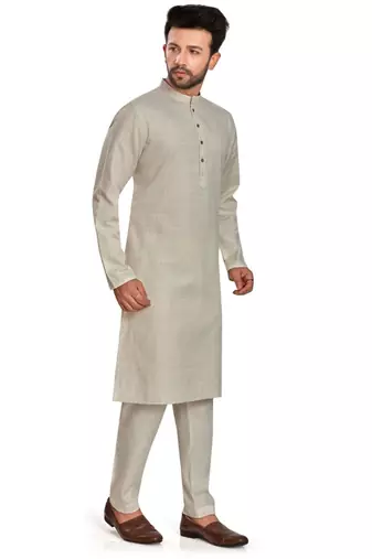 Off white jaquard fabric kurta payjama ethnic wear / festive wear