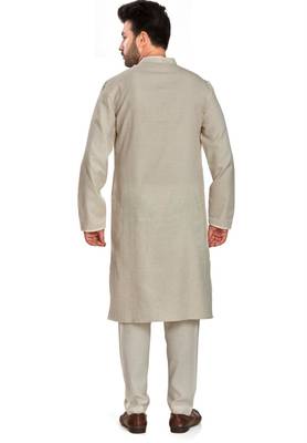 Off white jaquard fabric kurta payjama ethnic wear / festive wear 2