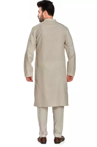 Off white jaquard fabric kurta payjama ethnic wear / festive wear