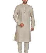 Off white jaquard fabric kurta payjama ethnic wear / festive wear