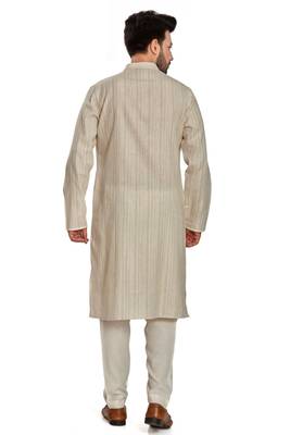 Off white jaquard fabric kurta payjama ethnic wear / festive wear 2