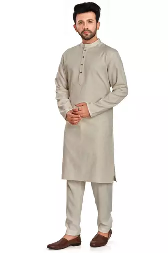 Off white jaquard fabric kurta payjama ethnic wear / festive wear