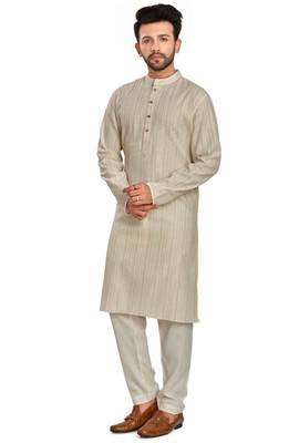 Off white jaquard fabric kurta payjama ethnic wear / festive wear 3