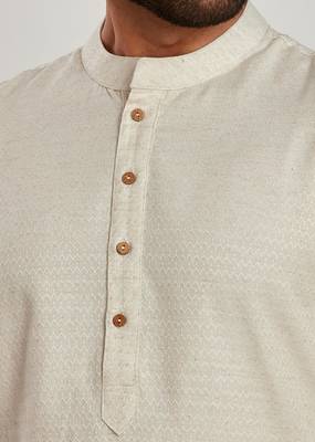 Off white jaquard fabric kurta payjama ethnic wear / festive wear 5