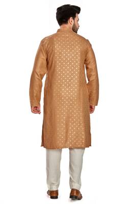 Copper brown hand block golden foil printed viscos kurta payjama ethnic wear / festive wear 2