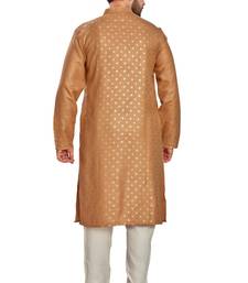 Copper brown hand block golden foil printed viscos kurta payjama ethnic wear / festive wear