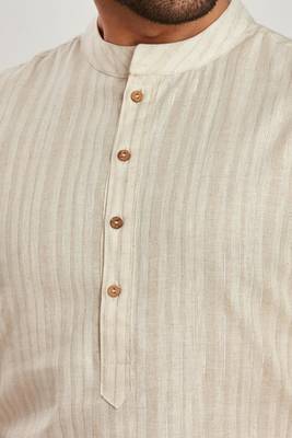 Off white jaquard fabric kurta payjama ethnic wear / festive wear 5