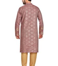 Rust brown hand block golden foil printed viscos kurta payjama ethnic wear / festive wear