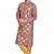 Rust brown hand block golden foil printed viscos kurta payjama ethnic wear / festive wear