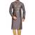 Charcoal grey hand block foil printed viscos kurta payjama etnic wear / festive wear