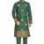 Green hand block printed kurta with embroidery banarsi silk  kurta payjama etnic wear / festive wear