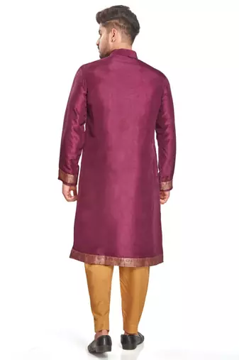Purple hand block printed kurta with embroidery banarsi silk  kurta payjama etnic wear / festive wear