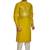 Mustard yellow hand block foil printed viscos kurta payjama ethnic wear / festive wear