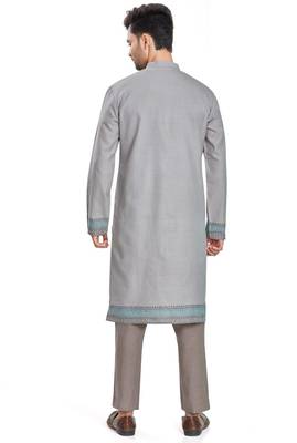 Grey hand block printed kurta viscos kurta payjama etnic wear / festive wear 2