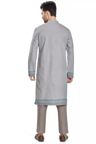 Grey hand block printed kurta viscos kurta payjama etnic wear / festive wear