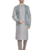 Grey hand block printed kurta viscos kurta payjama etnic wear / festive wear