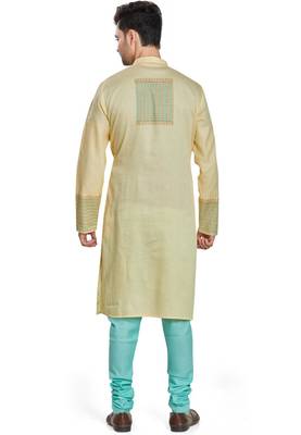 Yellow hand block printed kurta payjama etnic wear / festive wear 2