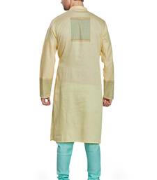 Yellow hand block printed kurta payjama etnic wear / festive wear