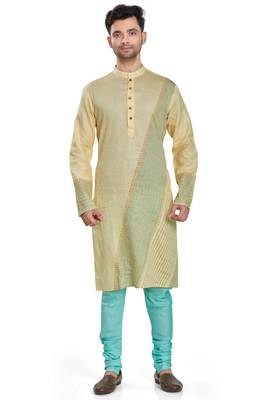 Yellow hand block printed kurta payjama etnic wear / festive wear 1