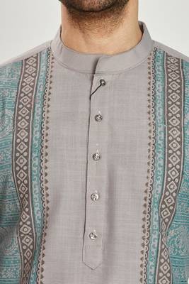 Grey hand block printed kurta viscos kurta payjama etnic wear / festive wear 5