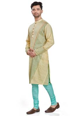 Yellow hand block printed kurta payjama etnic wear / festive wear 3