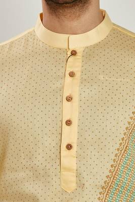 Yellow hand block printed kurta payjama etnic wear / festive wear 5
