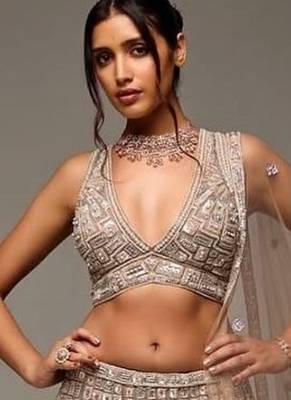 Chiku Color Sequins Dori Thread Work Net Lehenga Choli 1