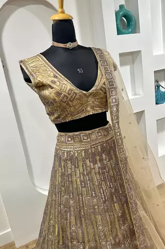Chiku Color Sequins Dori Thread Work Net Lehenga Choli