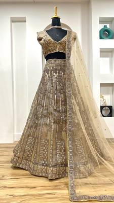 Chiku Color Sequins Dori Thread Work Net Lehenga Choli 5