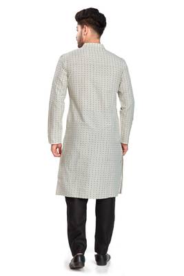White jacquard kurta payjama ethnic wear / festive wear 2