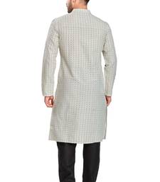 White jacquard kurta payjama ethnic wear / festive wear