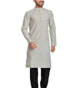 White jacquard kurta payjama ethnic wear / festive wear
