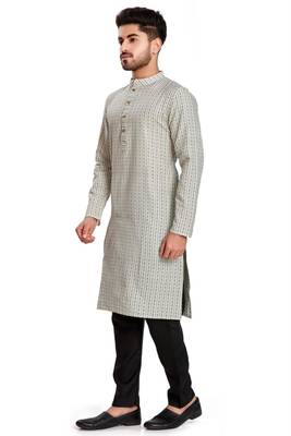 White jacquard kurta payjama ethnic wear / festive wear 3
