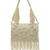 White suede pearl embroidered clutch