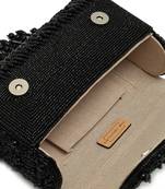 Black suede beads embroidered clutch