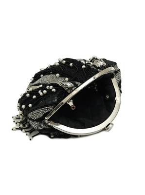 Black suede embroidered clutch 1