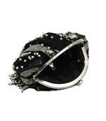 Black suede embroidered clutch