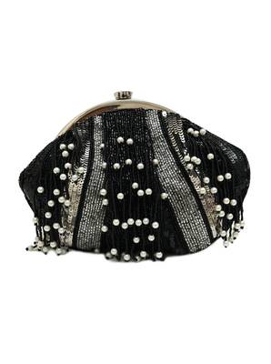 Black suede embroidered clutch 2