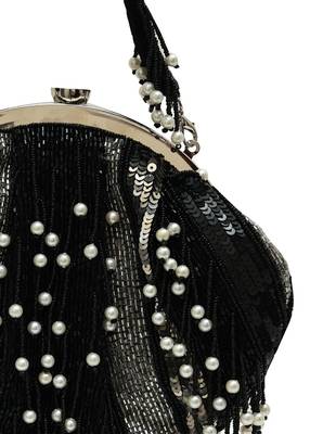 Black suede embroidered clutch 3