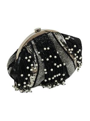 Black suede embroidered clutch 4