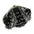 Black suede embroidered clutch