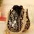 Black silk floral embroidered potli bag