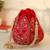 Pink silk floral embroidered potli bag