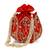 Red silk floral embroidered potli bag